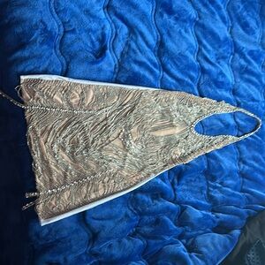 Draped tassel dress w/ rhinestones